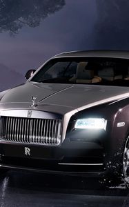 Preview wallpaper rolls-royce, wraith, rolls-royce wraith 2013, front view, night