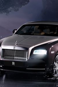 Preview wallpaper rolls-royce, wraith, rolls-royce wraith 2013, front view, night