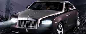 Preview wallpaper rolls-royce, wraith, rolls-royce wraith 2013, front view, night