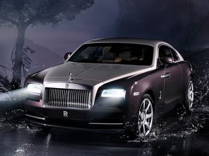 Preview wallpaper rolls-royce, wraith, rolls-royce wraith 2013, front view, night