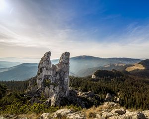 Preview wallpaper romania, mountains, rocks, sky, trees