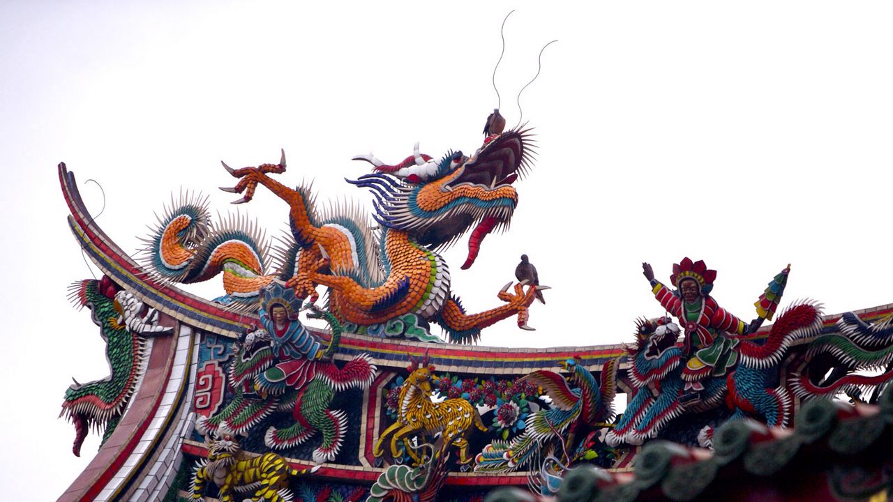 Wallpaper roof, china, dragon, decoration