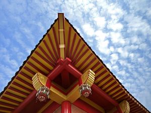 Preview wallpaper roof, china, sky, patterns