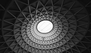 Preview wallpaper roof, circle, relief, architecture, black and white