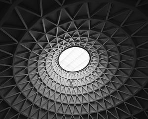 Preview wallpaper roof, circle, relief, architecture, black and white