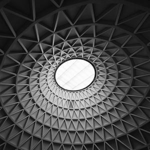 Preview wallpaper roof, circle, relief, architecture, black and white