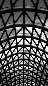 Preview wallpaper roof, lines, intersections, triangles, black and white