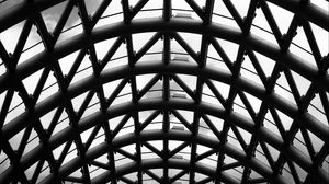 Preview wallpaper roof, lines, intersections, triangles, black and white