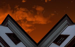 Preview wallpaper roof, sky, clouds, night, bottom view