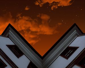 Preview wallpaper roof, sky, clouds, night, bottom view