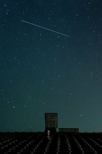 Preview wallpaper roof, starry sky, night, stars, dark, chimney