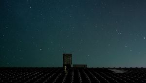 Preview wallpaper roof, starry sky, night, stars, dark, chimney