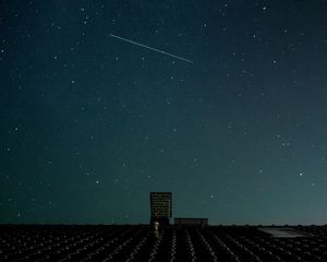 Preview wallpaper roof, starry sky, night, stars, dark, chimney