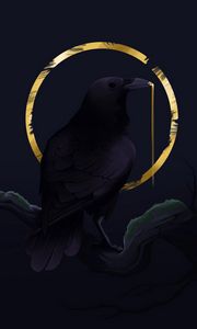 Preview wallpaper rook, bird, circle, art