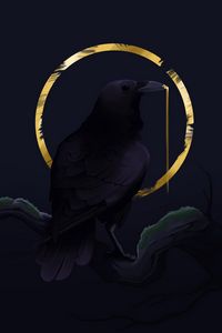 Preview wallpaper rook, bird, circle, art