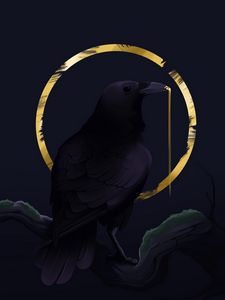 Preview wallpaper rook, bird, circle, art