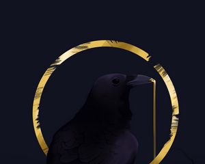 Preview wallpaper rook, bird, circle, art