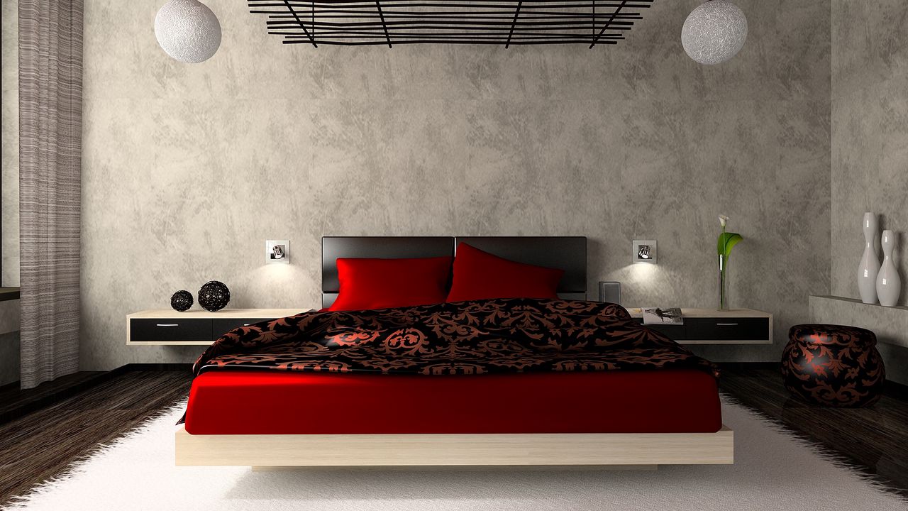 Wallpaper room, bed, design, flat