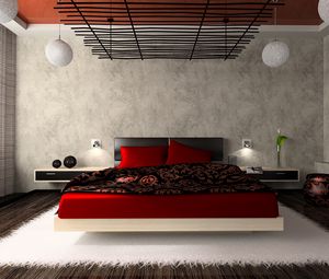 Preview wallpaper room, bed, design, flat