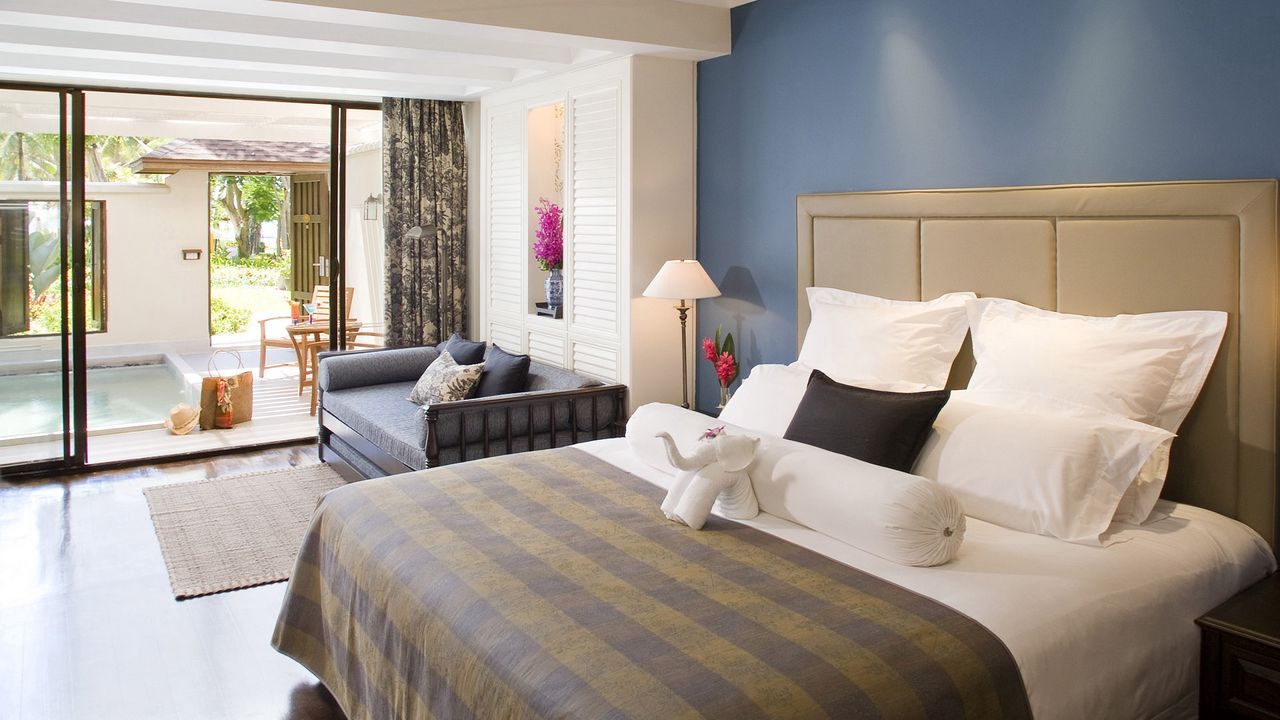 Wallpaper room, bed, design, interior, hotel, bedroom, balcony