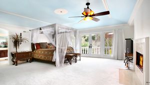 Preview wallpaper room, bed, interior, design, modern, fan