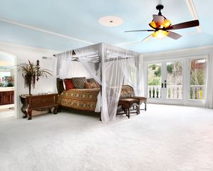 Preview wallpaper room, bed, interior, design, modern, fan