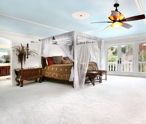 Preview wallpaper room, bed, interior, design, modern, fan