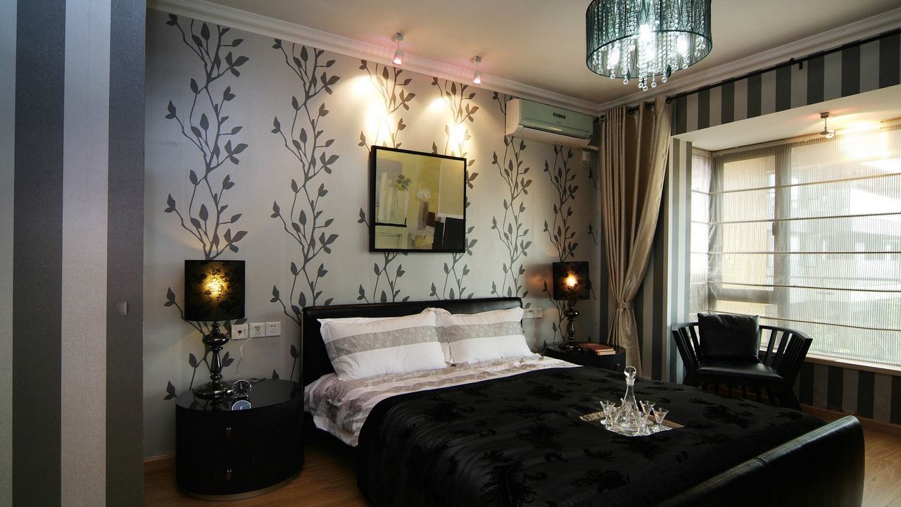 Wallpaper room, bedroom, furniture, bedding, style