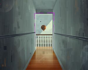 Preview wallpaper room, building, ball, levitation, art