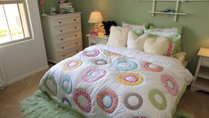 Preview wallpaper room, comfort, carpet, bedding, pillows, lamp, dresser