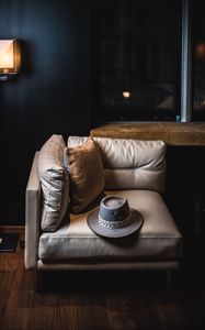 Preview wallpaper room, interior, chair, hat