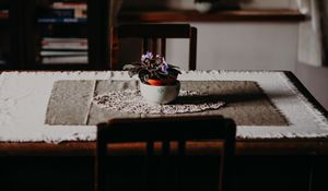 Preview wallpaper room, interior, furniture, table, chairs, flower