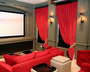 Preview wallpaper room, movie theater, sofa, screen, style, interior