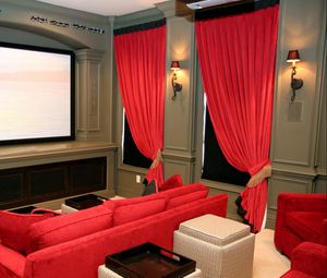 Preview wallpaper room, movie theater, sofa, screen, style, interior