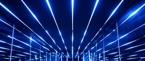 Preview wallpaper room, neon, lines, glow, blue