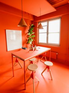Preview wallpaper room, office, interior, design, orange