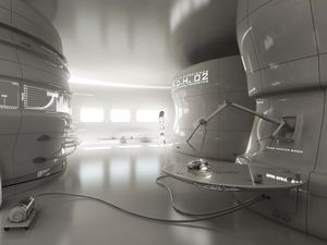 Preview wallpaper room, robots, laboratory, girl