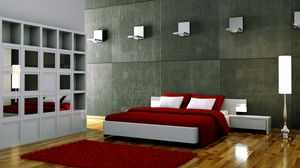 Preview wallpaper room, rug, bedding, pillows, lamp, shade, cover