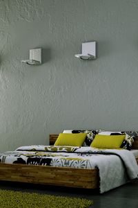 Preview wallpaper room, rug, shelves, bed sheets, pillows, lamp, shade