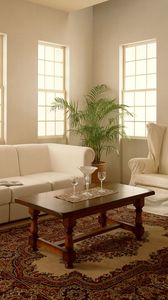 Preview wallpaper room, sofa, chair, rug, style, interior