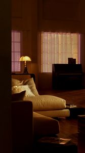 Preview wallpaper room, sofa, light, night