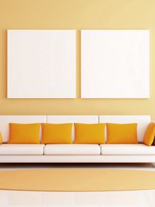 Preview wallpaper room, sofa, pillows, lamps, rug