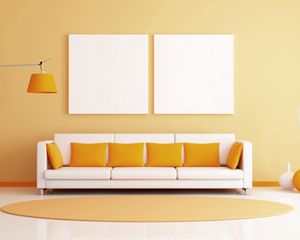 Preview wallpaper room, sofa, pillows, lamps, rug