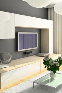 Preview wallpaper room, sofa, television, design, interior, chair, closet, table, bouquet