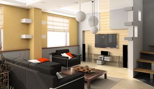 Preview wallpaper room, tv, sofa, interior, design