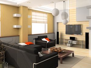 Preview wallpaper room, tv, sofa, interior, design