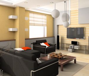 Preview wallpaper room, tv, sofa, interior, design