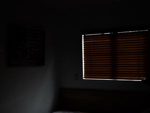 Preview wallpaper room, window, bed, light, dark