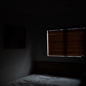 Preview wallpaper room, window, bed, light, dark