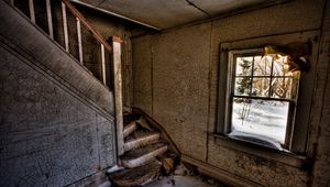 Preview wallpaper room, window, ladder, snow